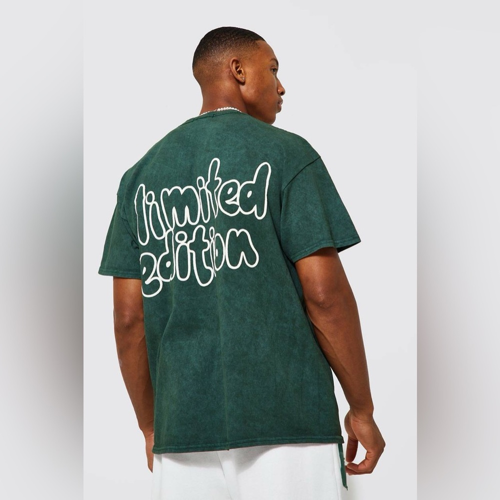 boohooMAN Oversized Crew Neck BOLD Limited Edition Acid Wash Urban Look TEE